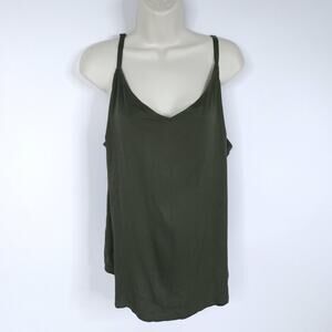 Torrid Womens Cami Top Shirt 0 Plus Size Green Sleeveless Spaghetti Stripe